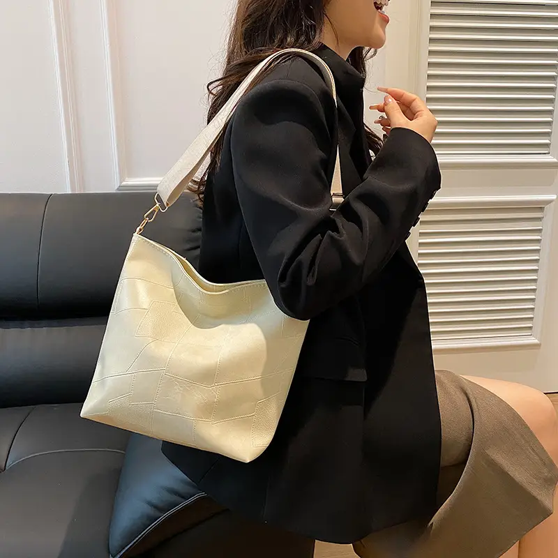Brown Textured Shoulder Bag with Adjustable Strap
