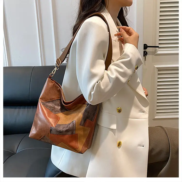 Brown Textured Shoulder Bag with Adjustable Strap — feature 17