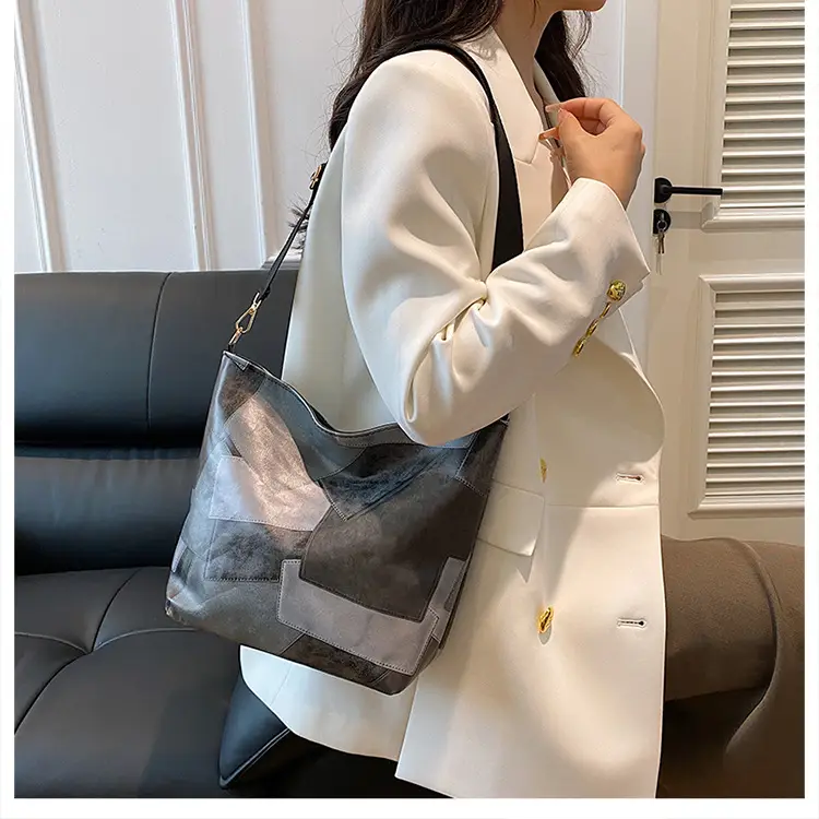 Brown Textured Shoulder Bag with Adjustable Strap — feature 20