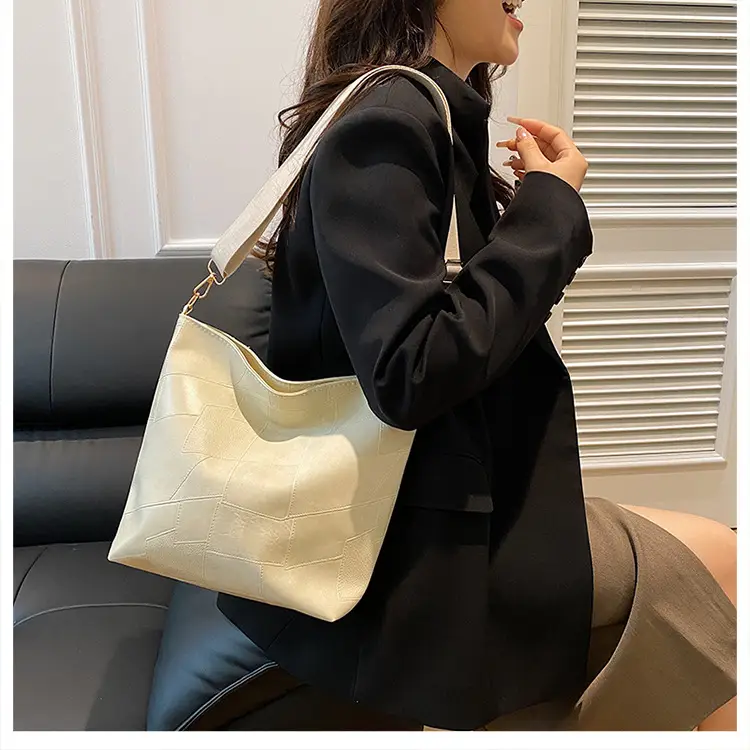 Brown Textured Shoulder Bag with Adjustable Strap — feature 22