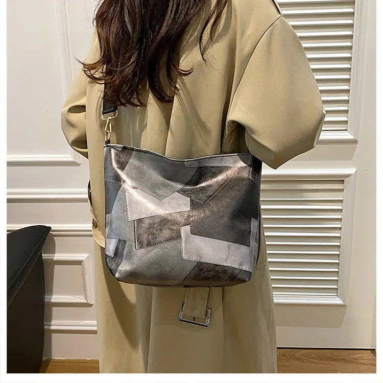 Brown Textured Shoulder Bag with Adjustable Strap — feature 23