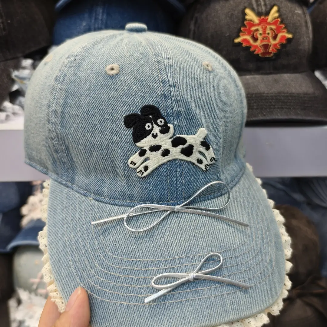 K-Style Ins Cute Cartoon Label Repair Dog Butterfly Soft Top Baseball Cap - Image 4