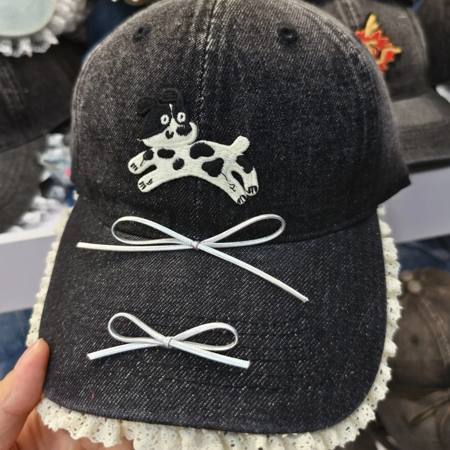 K-Style Ins Cute Cartoon Label Repair Dog Butterfly Soft Top Baseball Cap - Image 5