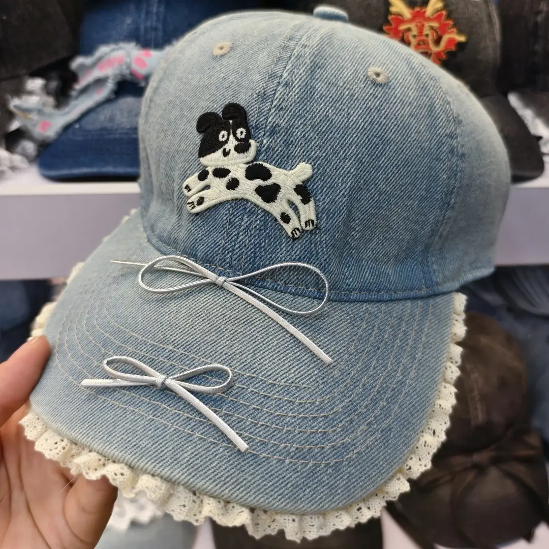 K-Style Ins Cute Cartoon Label Repair Dog Butterfly Soft Top Baseball Cap - Image 6