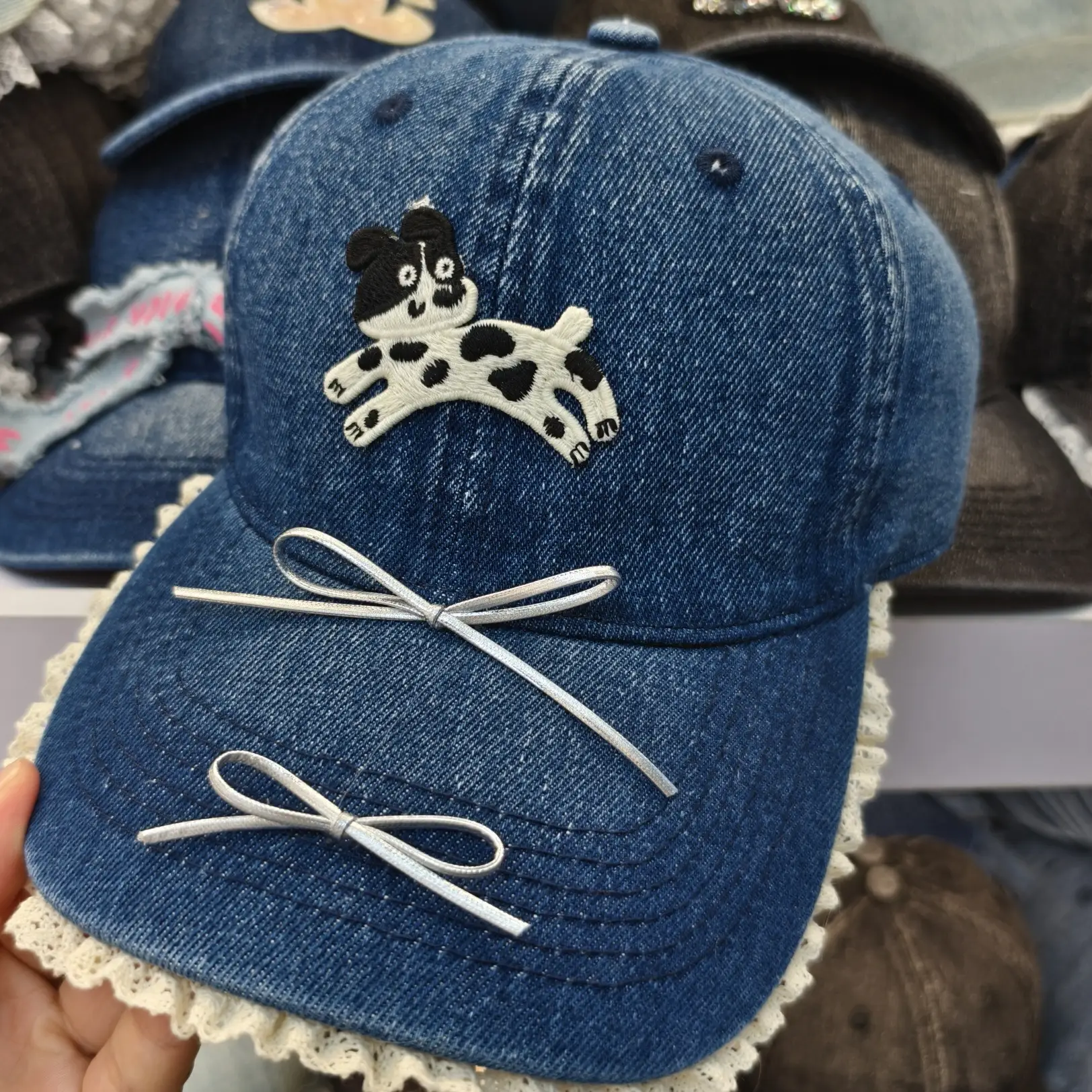 K-Style Ins Cute Cartoon Label Repair Dog Butterfly Soft Top Baseball Cap - Image 7