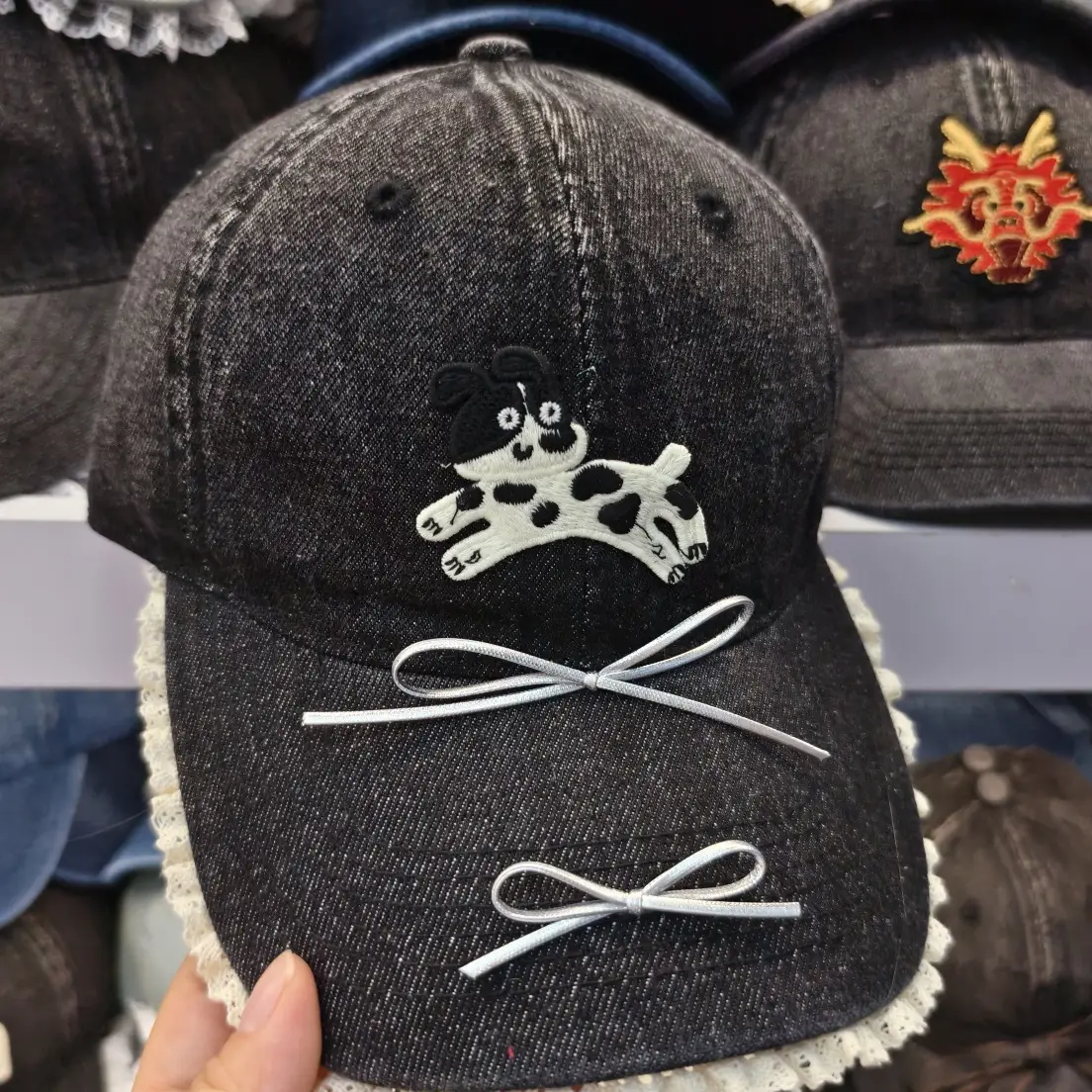 K-Style Ins Cute Cartoon Label Repair Dog Butterfly Soft Top Baseball Cap - Image 8
