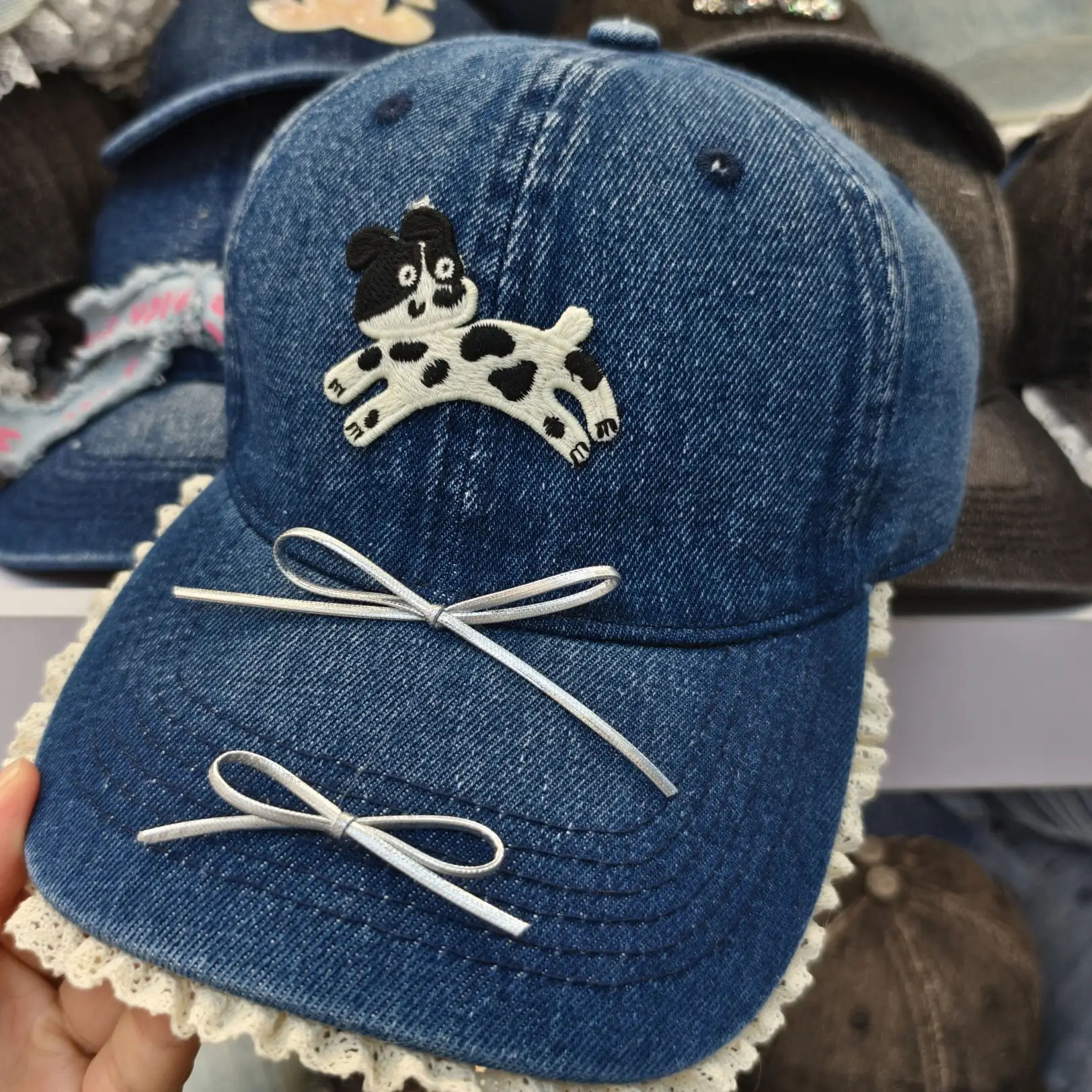 K-Style Ins Cute Cartoon Label Repair Dog Butterfly Soft Top Baseball Cap - Image 2