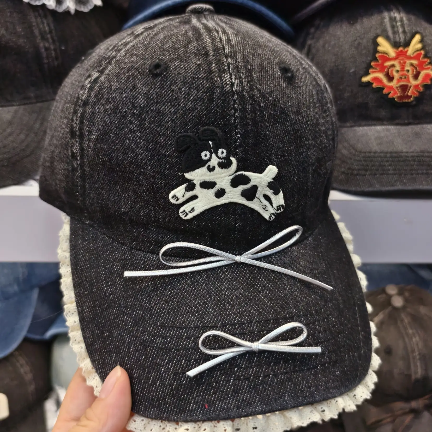 K-Style Ins Cute Cartoon Label Repair Dog Butterfly Soft Top Baseball Cap - Image 3