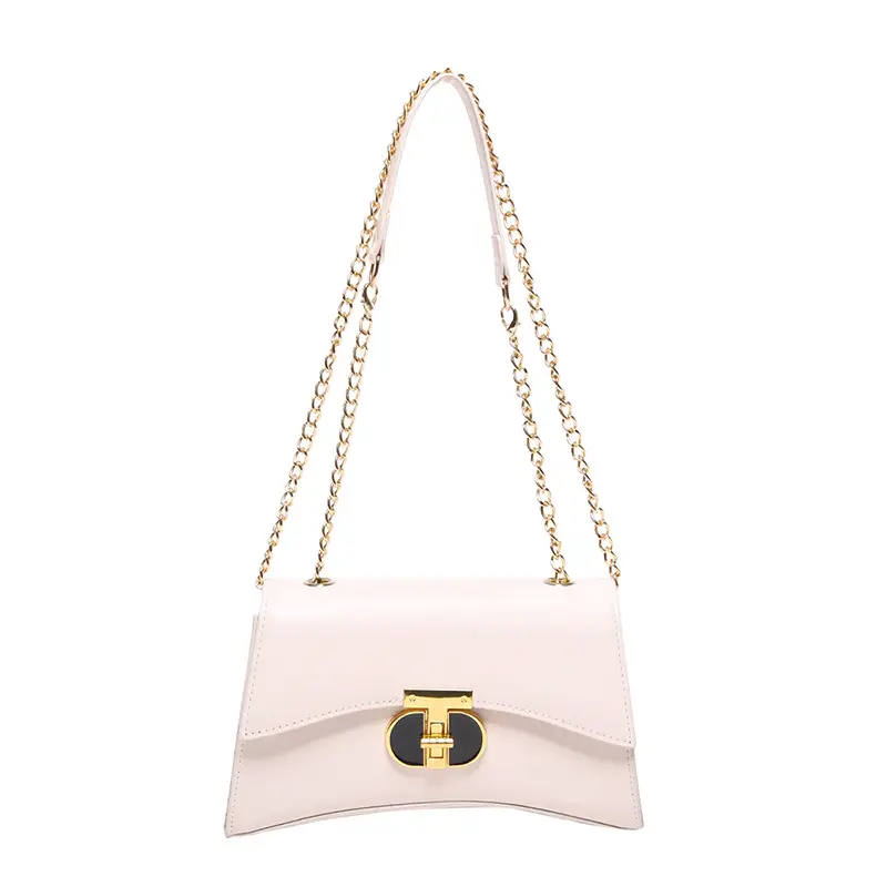 Women's Beige Square Handbag with Gold Clasp 2024 - Image 5