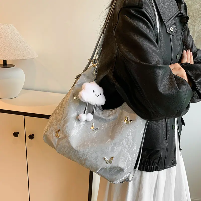 Light Blue Embroidered Women's Commuter Bag - Image 9
