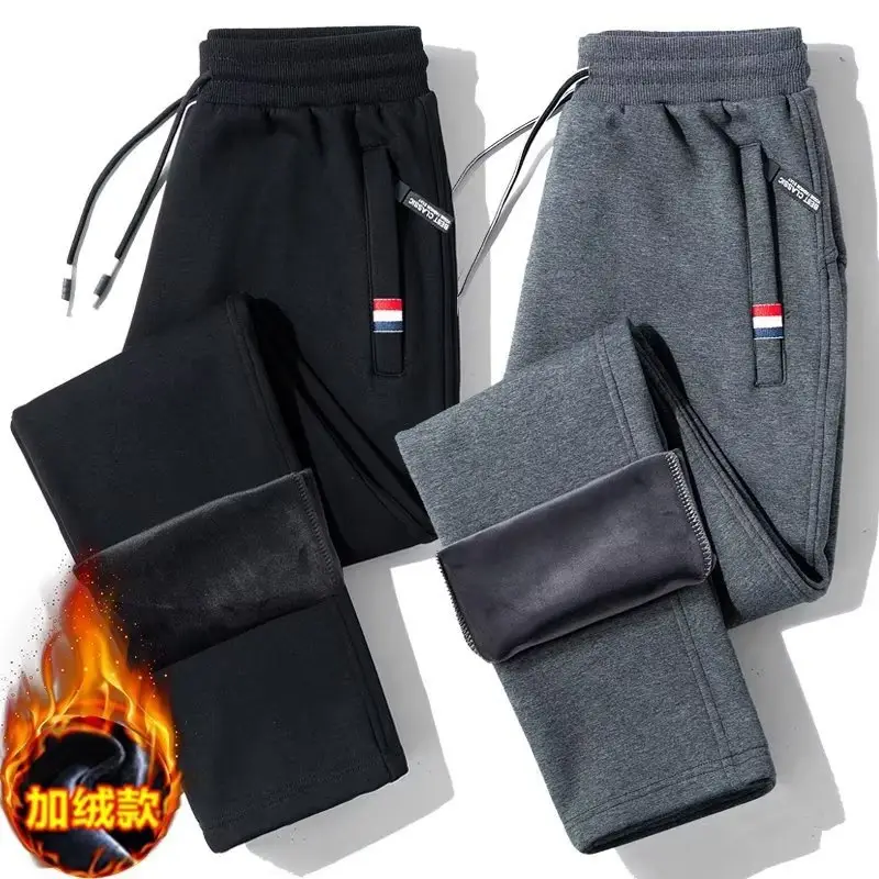 Men Fleece Lined Pants Black Grey Extra Large - Image 18