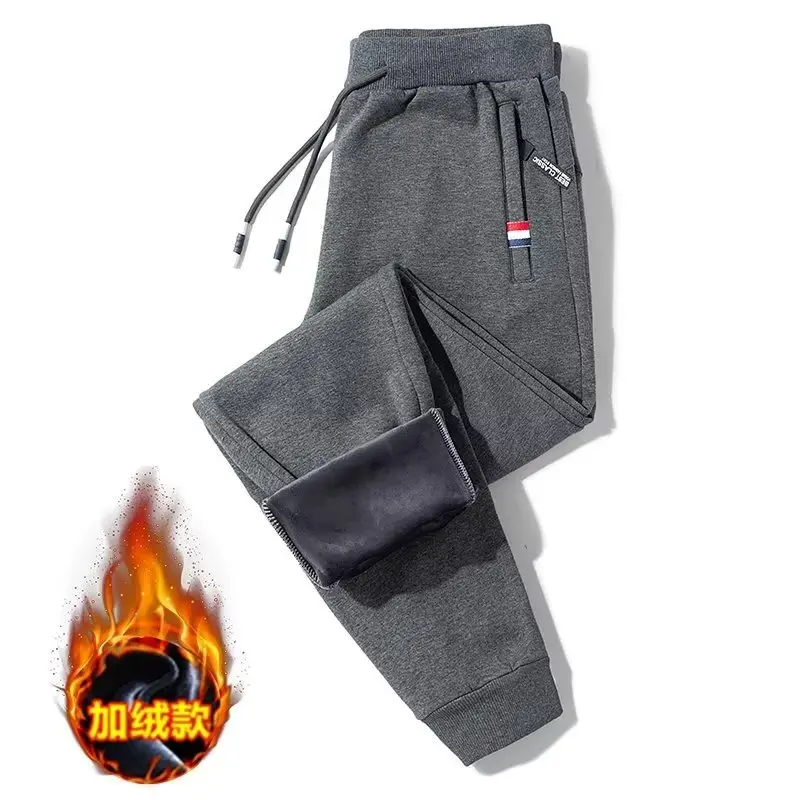 Men Fleece Lined Pants Black Grey Extra Large - Image 5