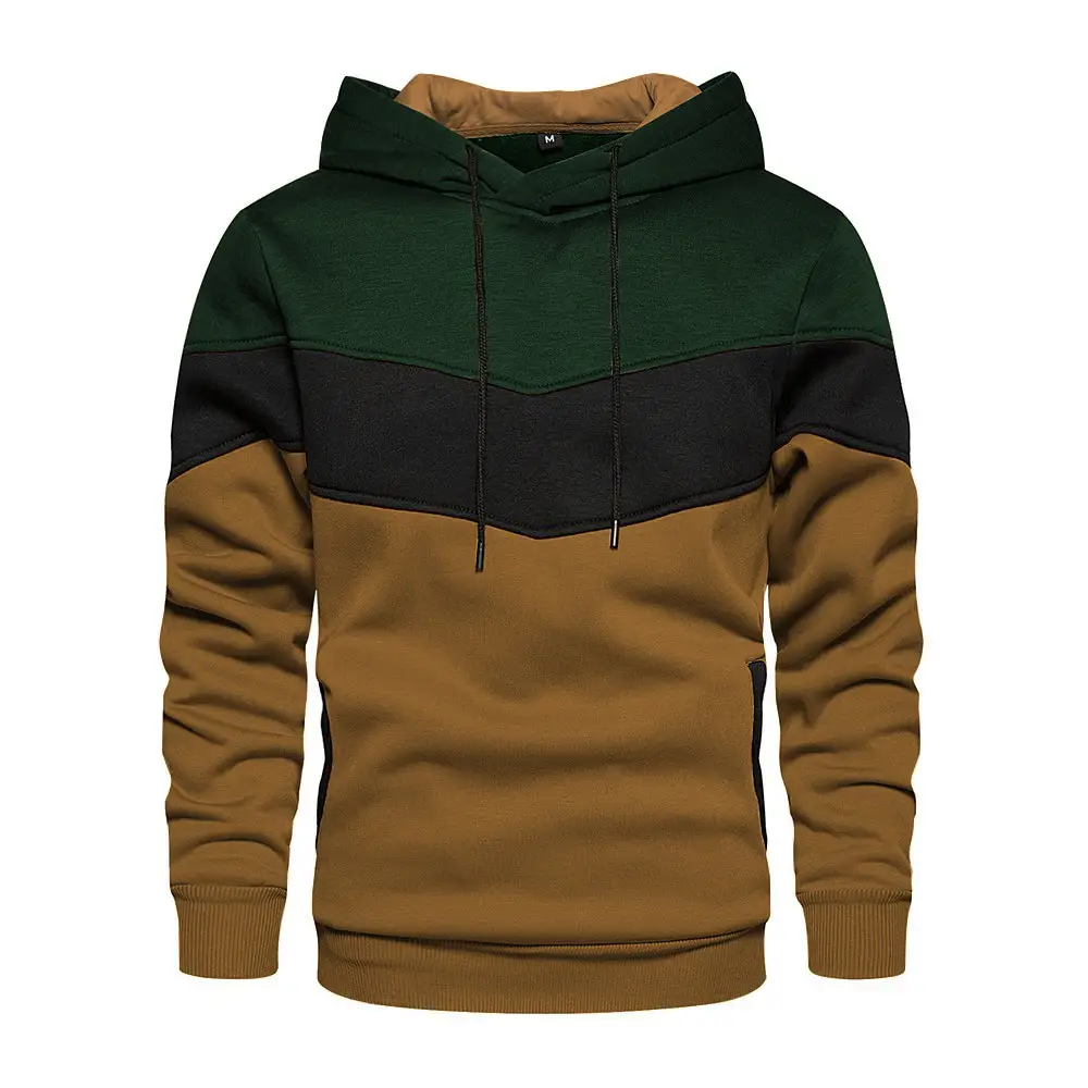 Men's Color-Blocked Hooded Sweatshirt Blue Yellow White - Image 9