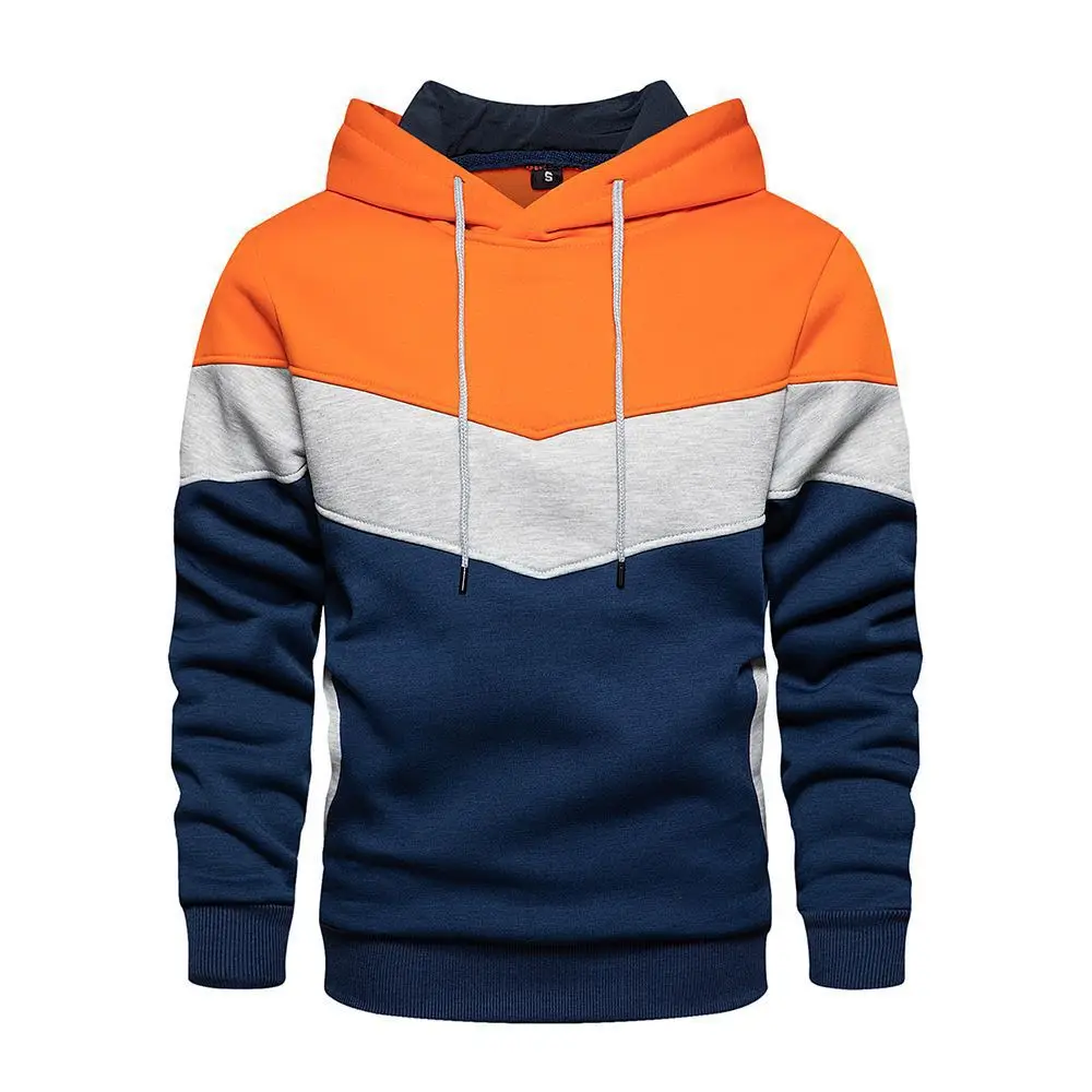 Men's Color-Blocked Hooded Sweatshirt Blue Yellow White - Image 10