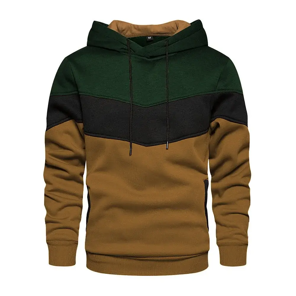 Men's Color-Blocked Hooded Sweatshirt Blue Yellow White — feature 6