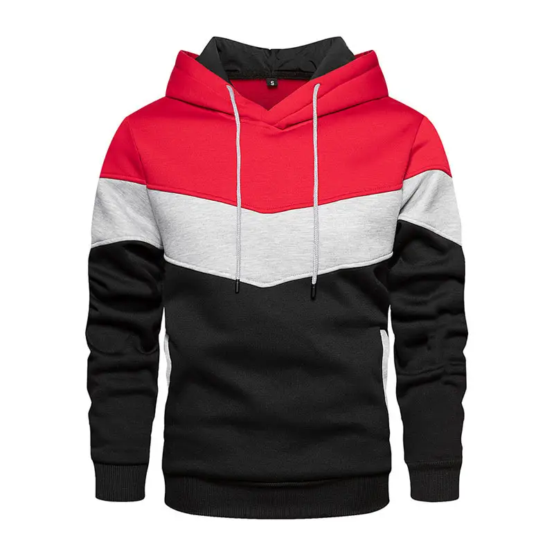 Men's Color-Blocked Hooded Sweatshirt Blue Yellow White - Image 3