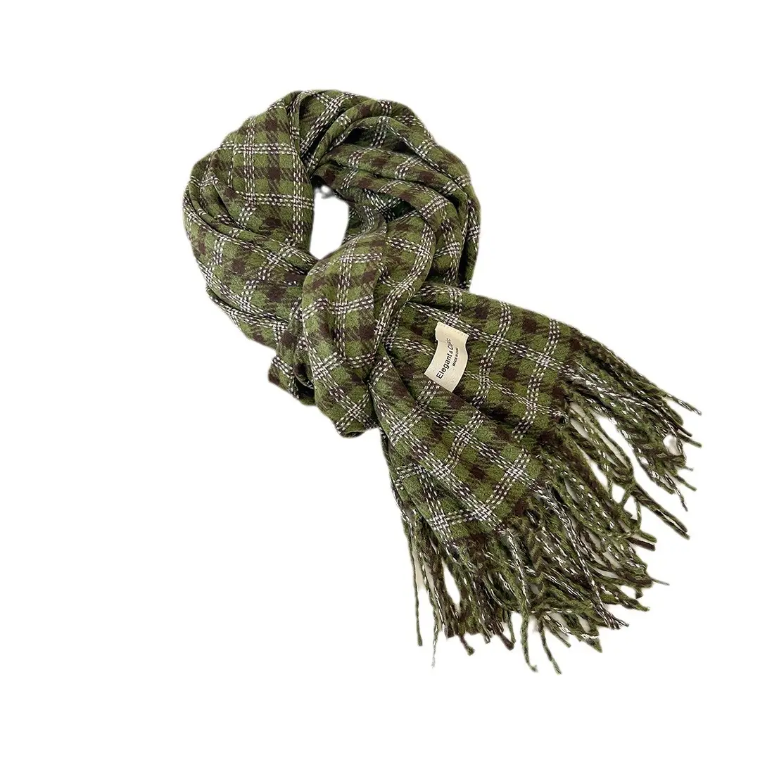 Women Plaid Tassel Scarf Winter Warm Cozy Shawl - Image 10