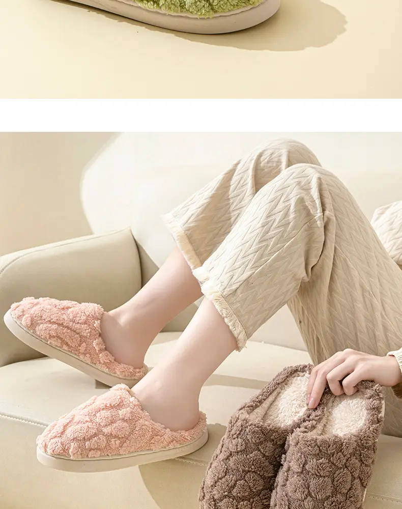 in stock Cotton Slippers Women's Winter Home Room Interior Velvet Warm Non-Slip Soft Bottom Fashionable Outfit Couple's Cotton Slippers for Men — feature 17