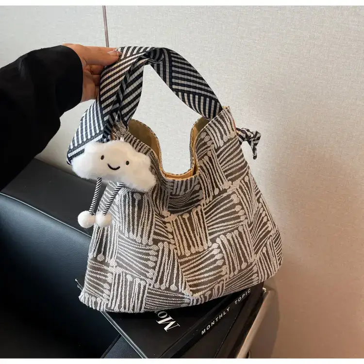 Large Capacity Plaid Canvas Shoulder Bag Women 2024 - Image 10