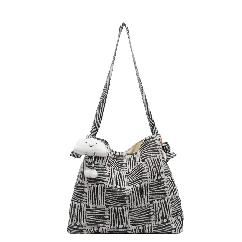 Large Capacity Plaid Canvas Shoulder Bag Women 2024 - Image 13