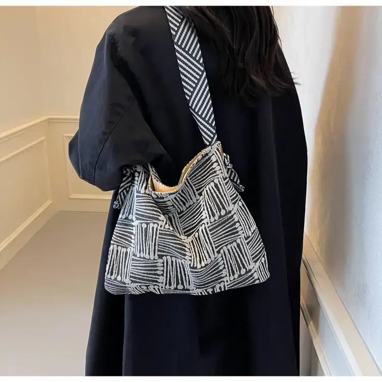 Large Capacity Plaid Canvas Shoulder Bag Women 2024 β feature 11