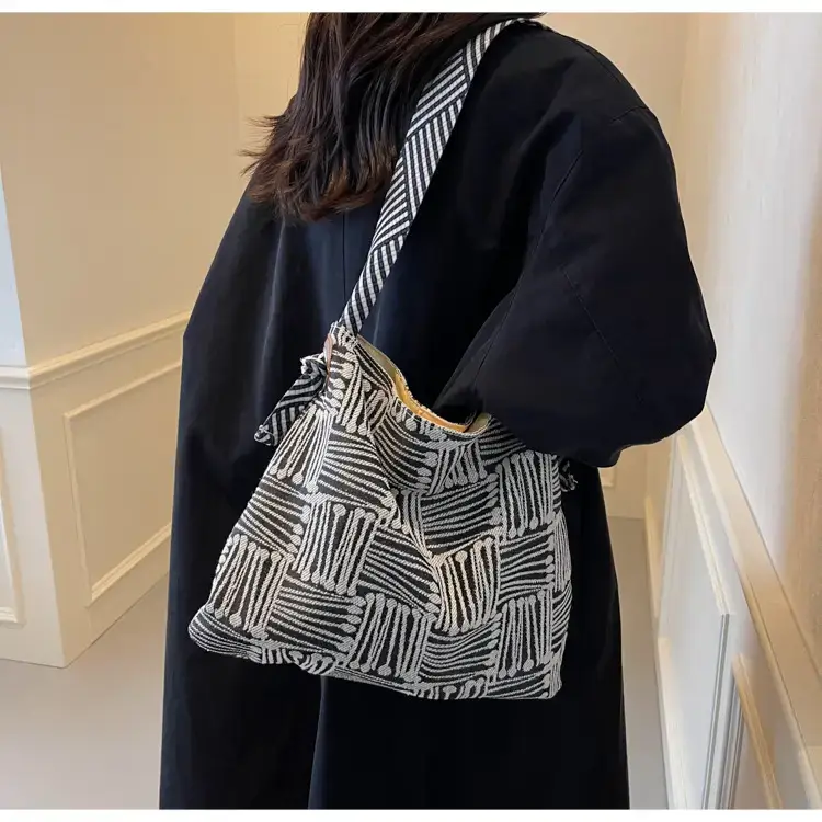 Large Capacity Plaid Canvas Shoulder Bag Women 2024 β feature 12