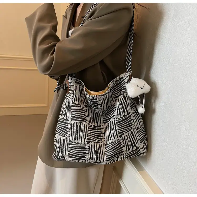 Large Capacity Plaid Canvas Shoulder Bag Women 2024 β feature 15