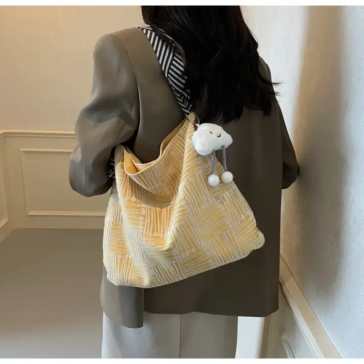 Large Capacity Plaid Canvas Shoulder Bag Women 2024 β feature 18