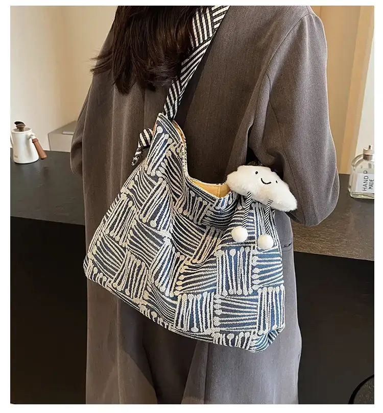 Large Capacity Plaid Canvas Shoulder Bag Women 2024 β feature 2