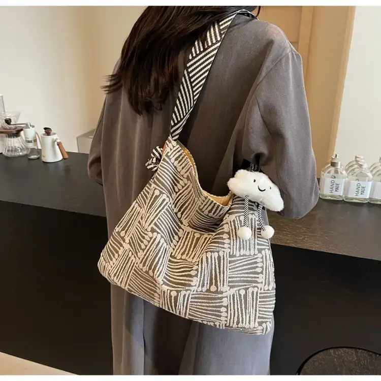Large Capacity Plaid Canvas Shoulder Bag Women 2024 β feature 20