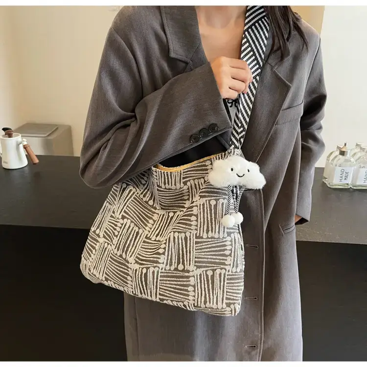 Large Capacity Plaid Canvas Shoulder Bag Women 2024 β feature 22