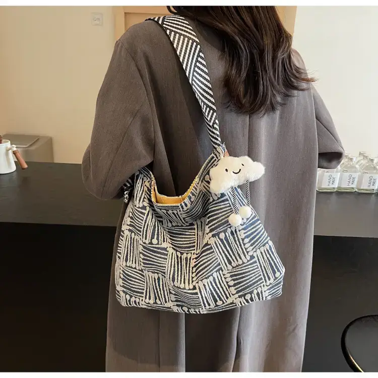 Large Capacity Plaid Canvas Shoulder Bag Women 2024 β feature 23