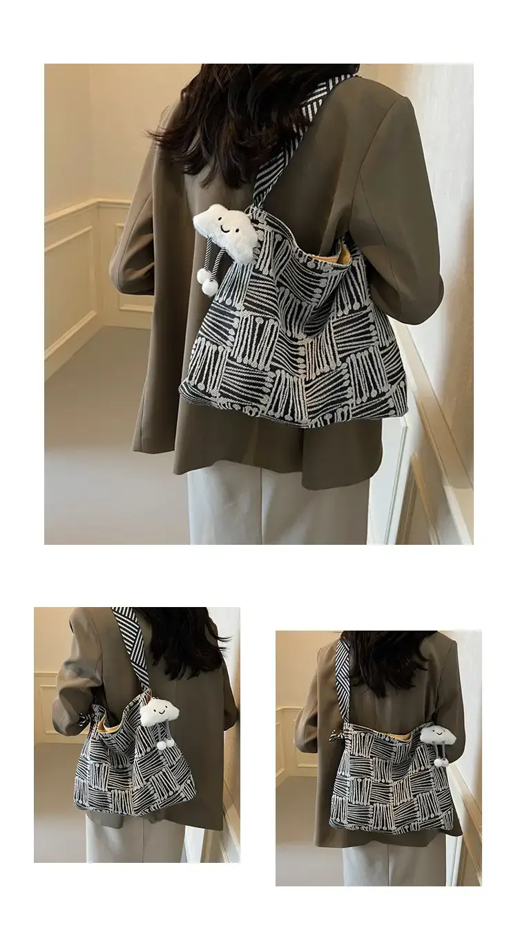 Large Capacity Plaid Canvas Shoulder Bag Women 2024 β feature 25