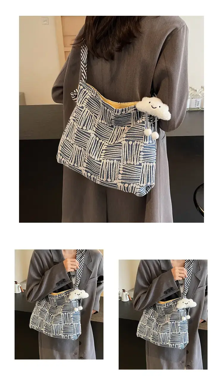 Large Capacity Plaid Canvas Shoulder Bag Women 2024 β feature 26