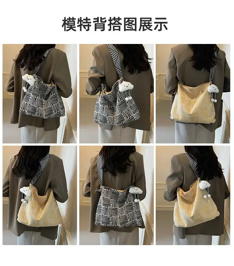 Large Capacity Plaid Canvas Shoulder Bag Women 2024 β feature 9