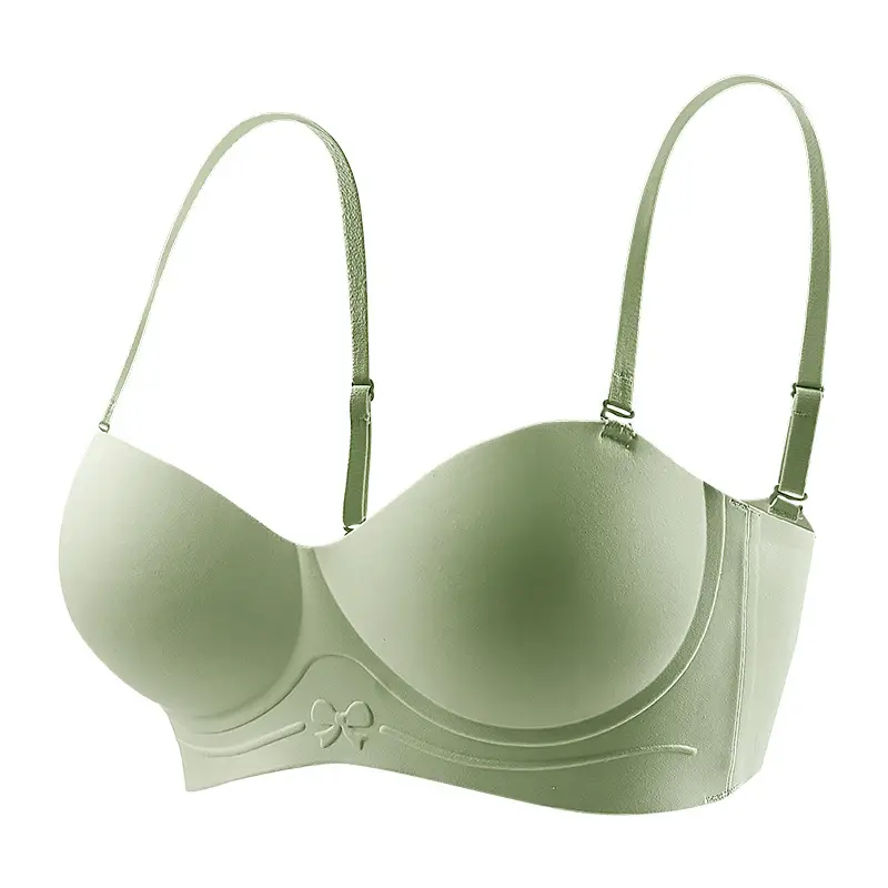 Half-Cup Seamless Bra for Small Busts, Enhancing and Gathering, Comfortable Invisible Fixed Cup, Wire-Free Bra for Side Breast Support