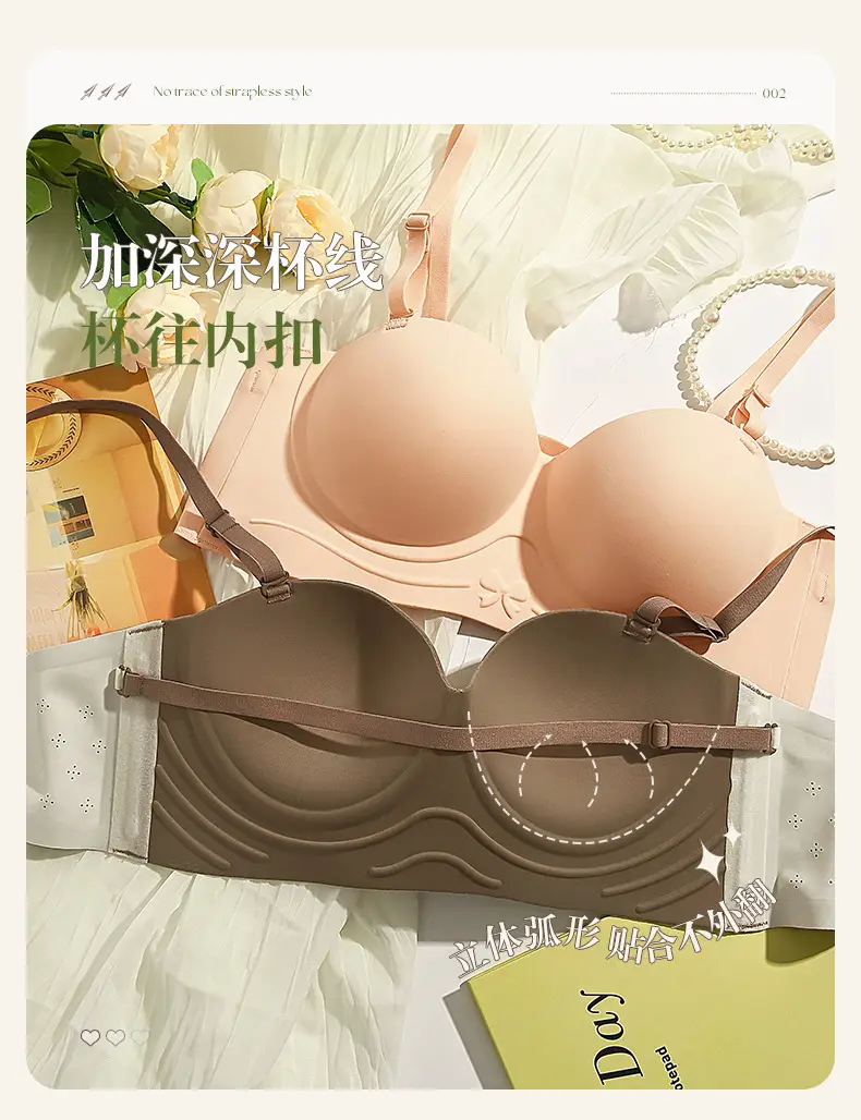 Half-Cup Seamless Bra for Small Busts, Enhancing and Gathering, Comfortable Invisible Fixed Cup, Wire-Free Bra for Side Breast Support — feature 11