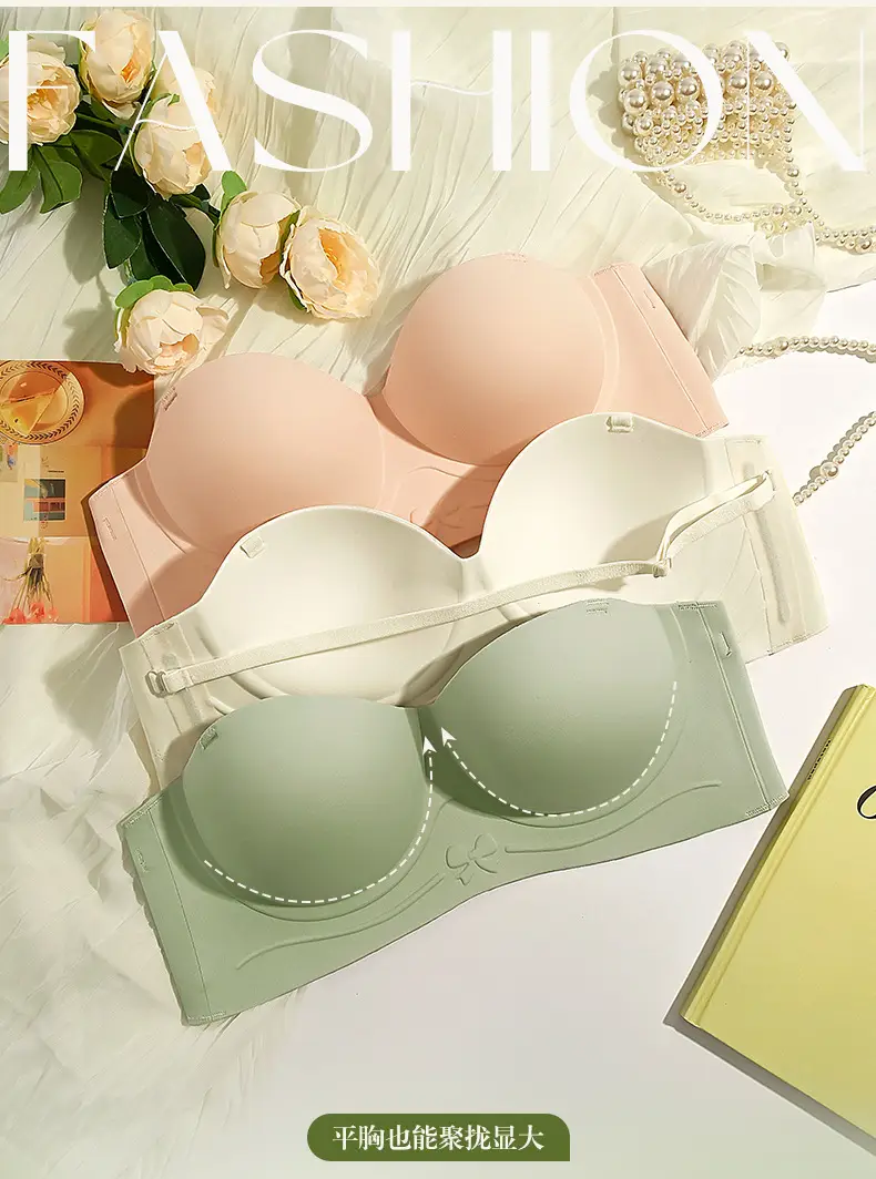 Half-Cup Seamless Bra for Small Busts, Enhancing and Gathering, Comfortable Invisible Fixed Cup, Wire-Free Bra for Side Breast Support — feature 6