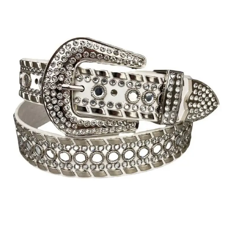 Black Diamond Belt with Rhinestone Buckle for Women - Image 5