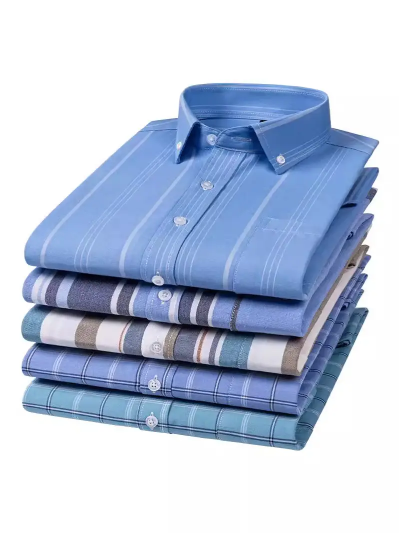 Men's Striped Oxford Short Sleeve Shirt Blue - Image 12