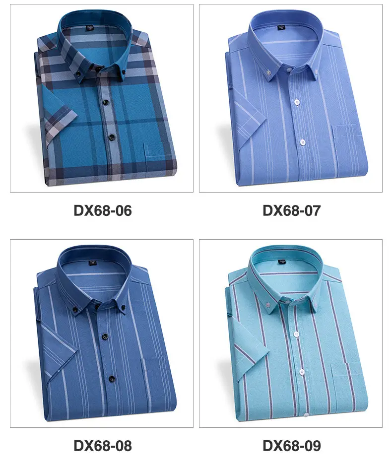 Men's Striped Oxford Short Sleeve Shirt Blue — feature 17