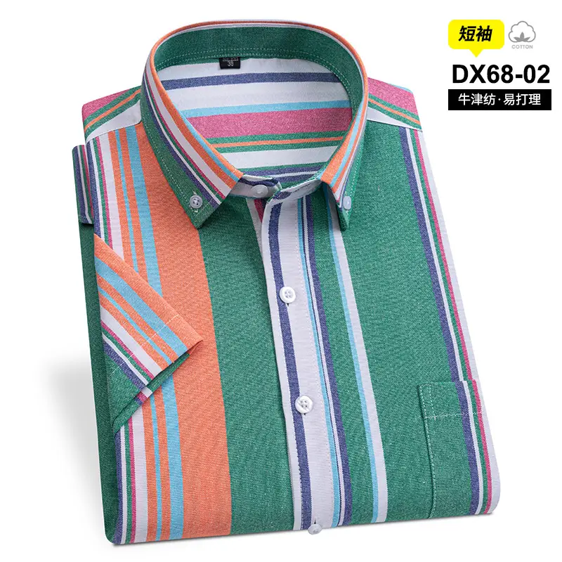 Men's Striped Oxford Short Sleeve Shirt Blue - Image 2