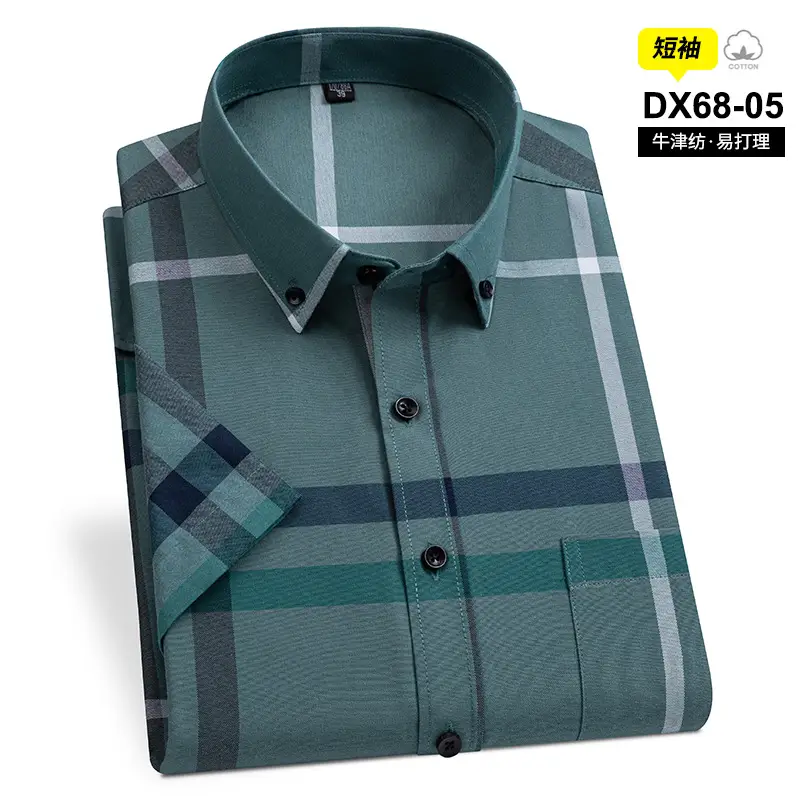 Men's Striped Oxford Short Sleeve Shirt Blue - Image 4