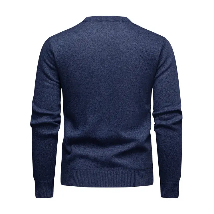 Men's Fleece Lined Rhombic Sweater Solid Color - Image 10