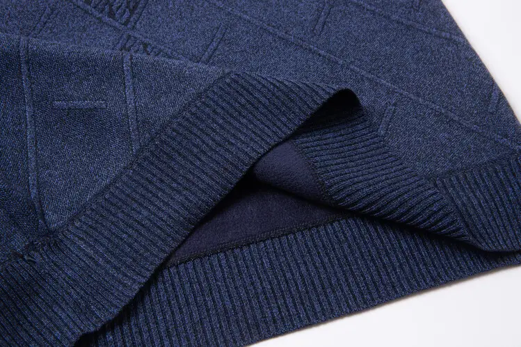 Men's Fleece Lined Rhombic Sweater Solid Color — feature 18