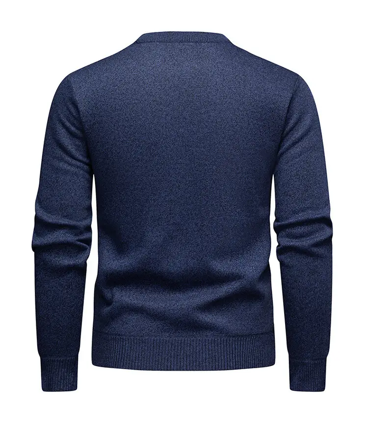 Men's Fleece Lined Rhombic Sweater Solid Color — feature 6