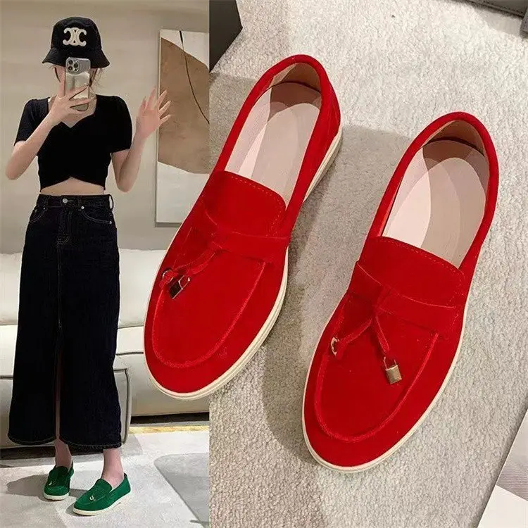 2024 Flat Lefu Bean Shoes Tassel Soft Bottom