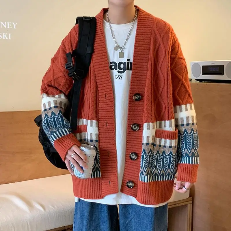 Men's Cream Knit Cardigan Jacket Loose All Season