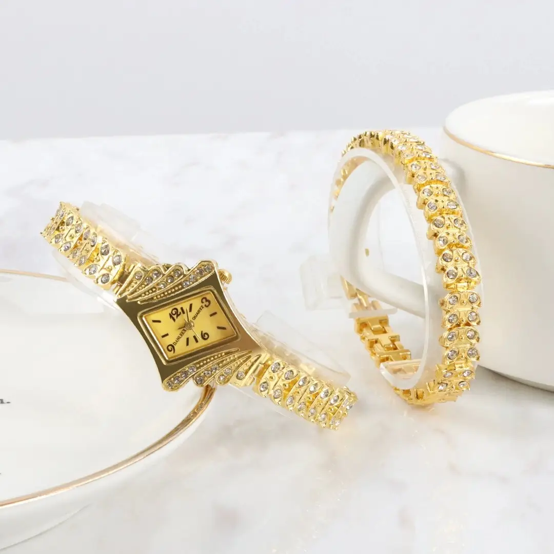 Korean Style Diamond Bracelet Watch Set for Women
