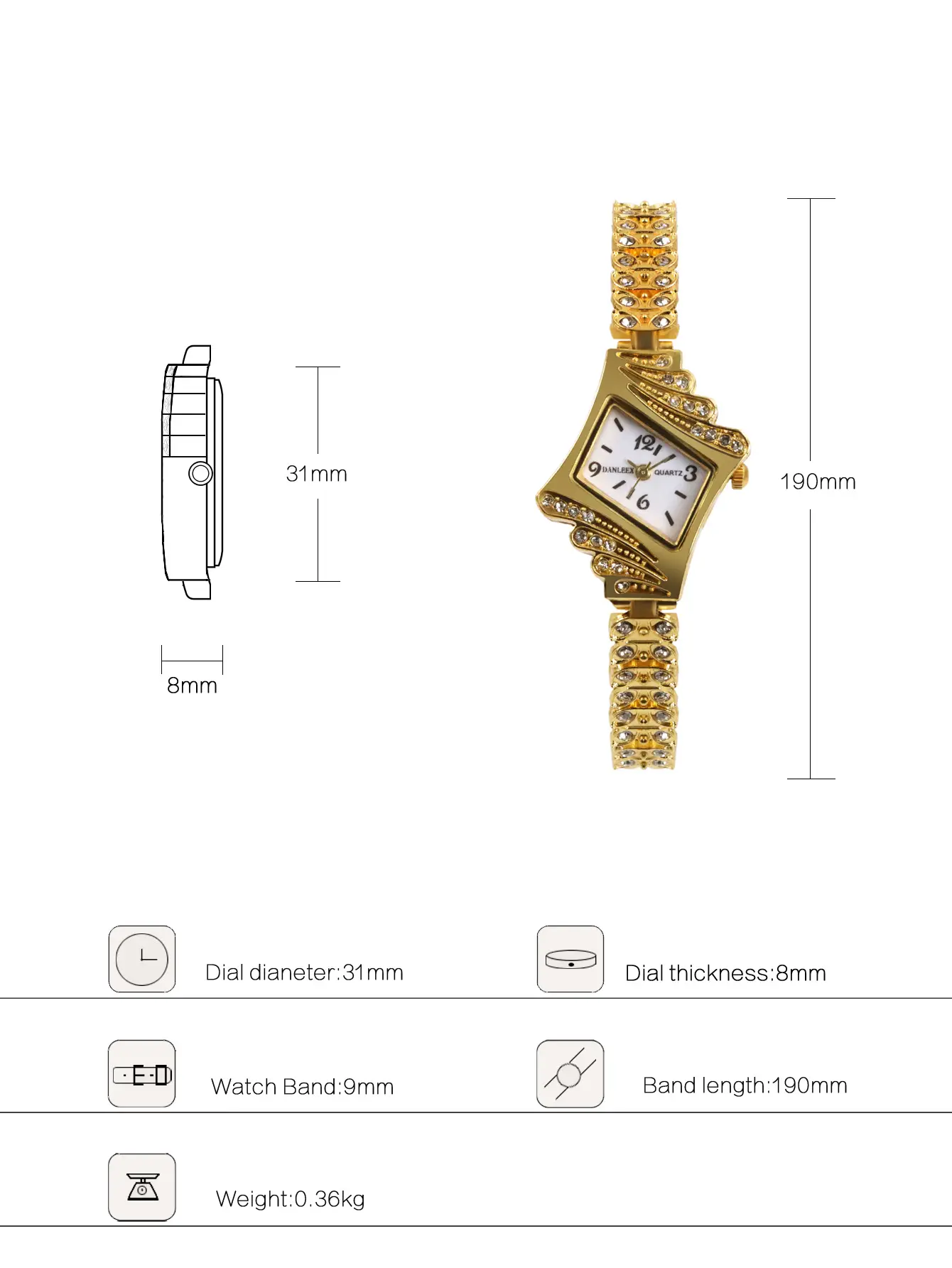 Korean Style Diamond Bracelet Watch Set for Women — feature 1